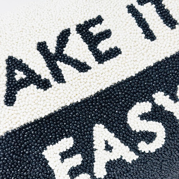 Kate Spade Target Beaded Toss Pillow Black White Take It Easy 12x18 - Picture 3 of 9